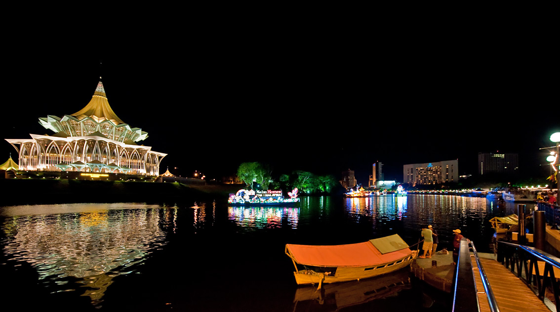 Night scene on the Kuching Waterfront